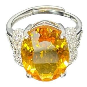 LUXY Gems Natural Citrine (10 cts.) Sterling Silver Ring Luxury Fashion(Sz 6-10)